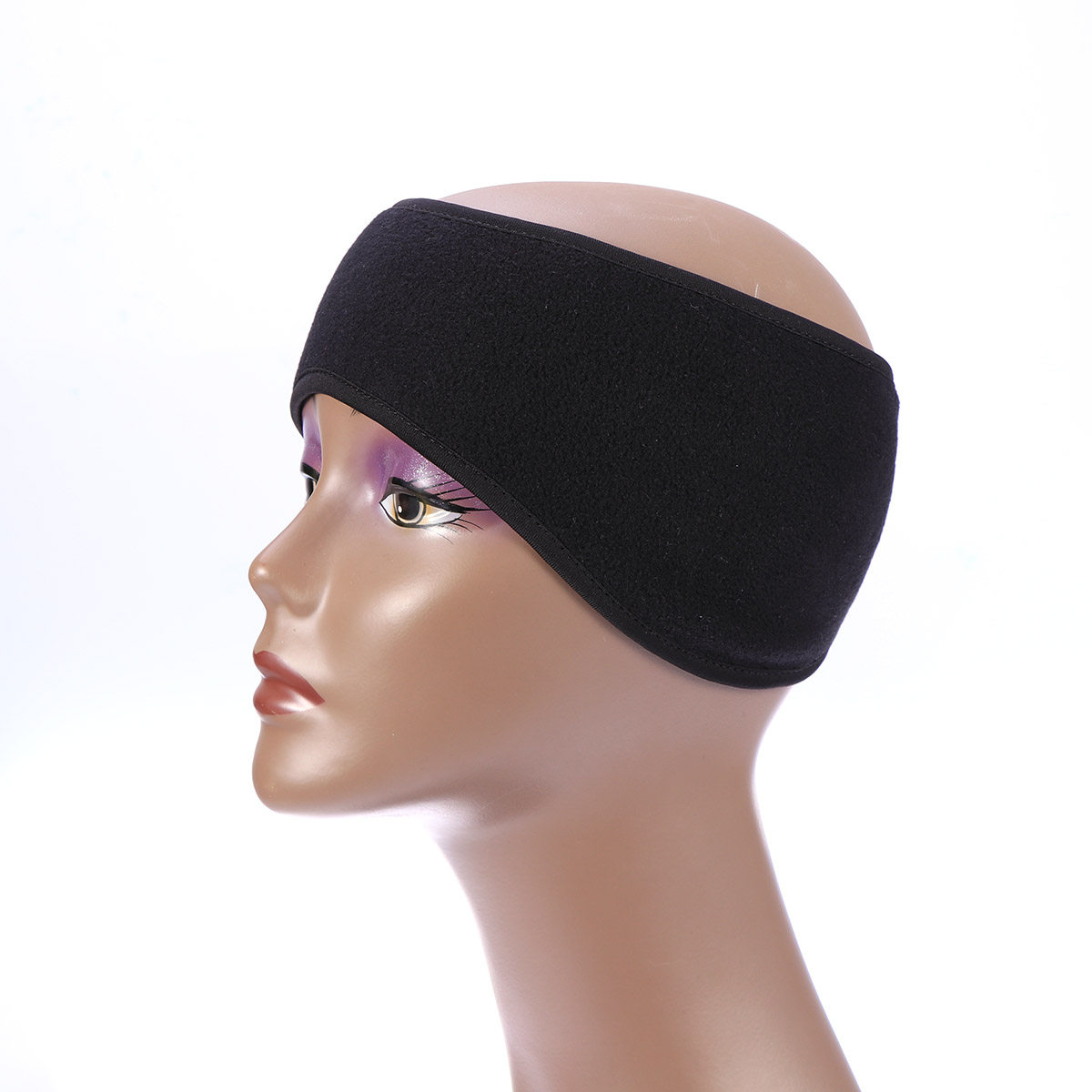 Fleece Ear Warmer Band - ユニセックス、黒色のイヤーウォーマー、フリース素材の防寒ヘッドバンド、冬用、スキー用、ヘアバンド、伸縮性のあるスパンデックス素材、軽量、通気性