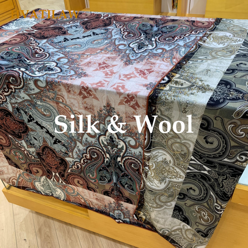 Shawl Wrap Winter - 新作ラグジュアリー 30%シルク 70%ウール スカーフ 135x135cm ビッグサイズ