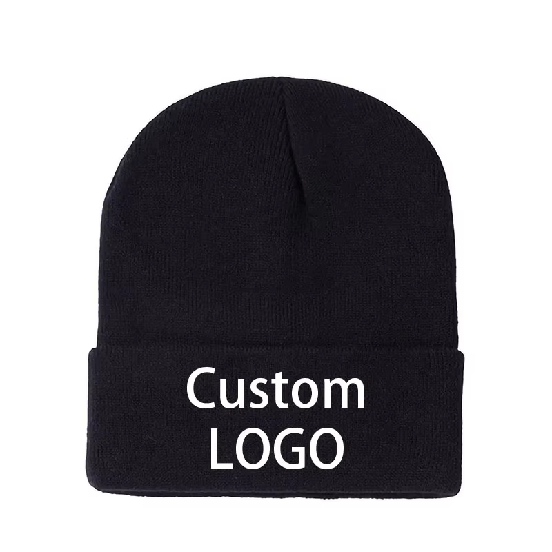 Knit Beanie Hat Warm - 女性・男性向け、カスタムロゴ入りニット帽。秋・冬用、無地、暖かく耳を保護する、屋外用ビーニー帽。卸売。