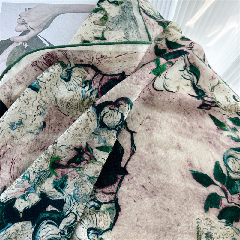高級 135x135cm シルクウールスカーフ 30% シル - Shawl Wrap Winter のレビューと価格