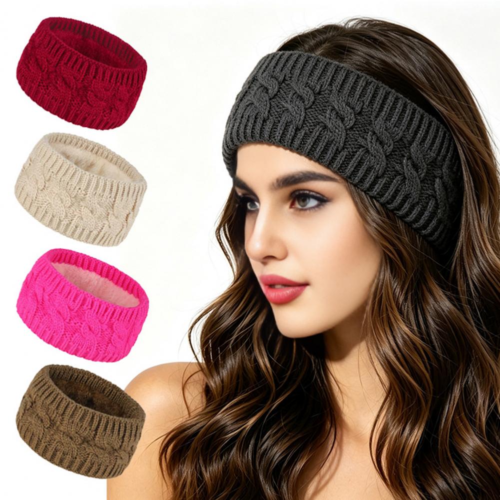 伸縮性のある編み込みヘアバンド、女性用冬用イヤーウォーマー、 - Fleece Ear Warmer Band のレビューと価格