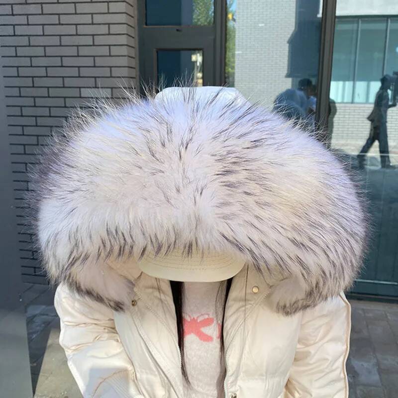 アライグマの毛皮の襟付きジャケット、女性用本物の毛皮の襟、暖 - Shawl Wrap Winter のレビューと価格