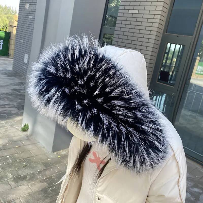 アライグマの毛皮の襟付きジャケット、女性用本物の毛皮の襟、暖 - Shawl Wrap Winter のレビューと価格