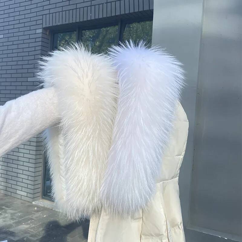 アライグマの毛皮の襟付きジャケット、女性用本物の毛皮の襟、暖 - Shawl Wrap Winter のレビューと価格