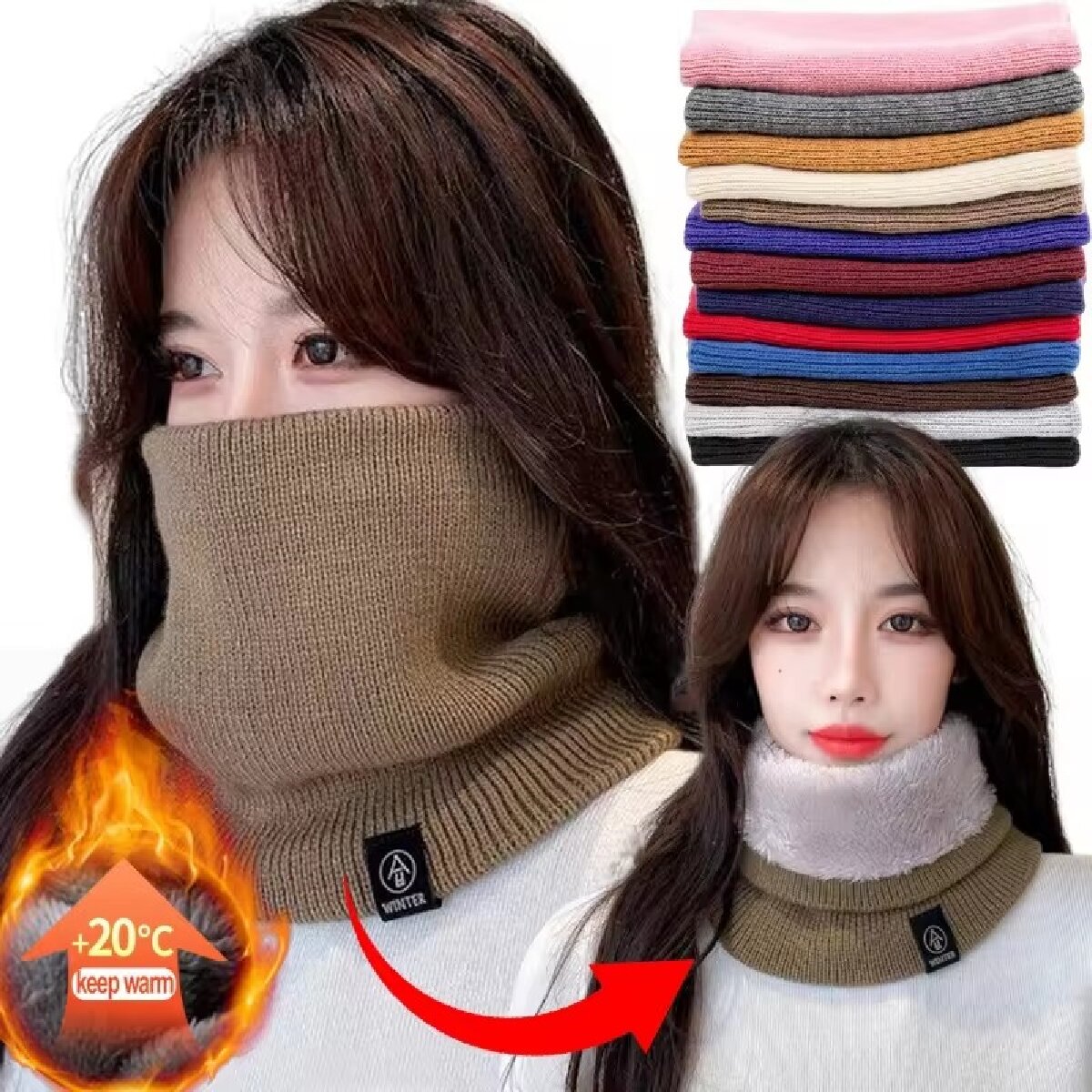 女性用、暖かく厚手の冬用マフラー。ウールニット素材、フリース - Winter Headband Fleece のレビューと価格