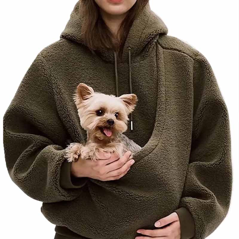 秋・冬用、無地のペット用ポケット付きフード付きスウェットシャ - Sherpa Hoodie Fleece のレビューと価格