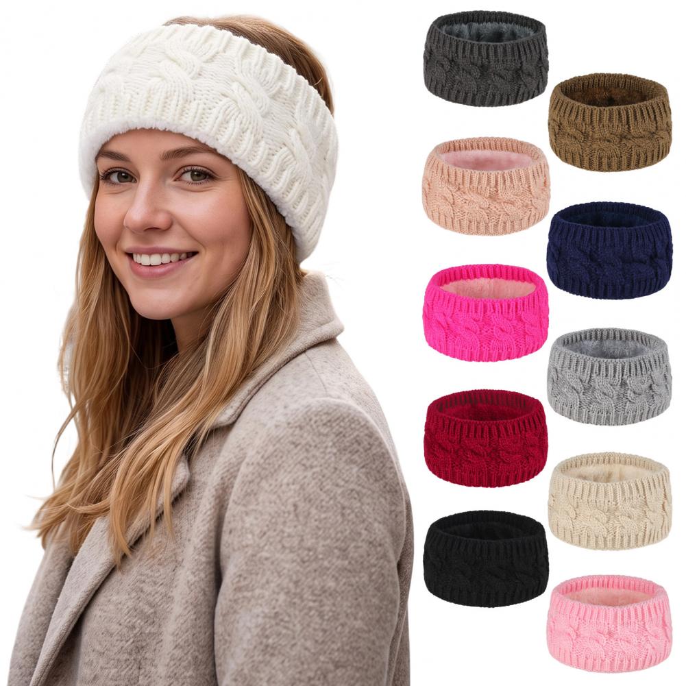 冬用のフェイクファー製ヘッドバンド、女性用ニットヘッドバンド - Fleece Ear Warmer Band のレビューと価格