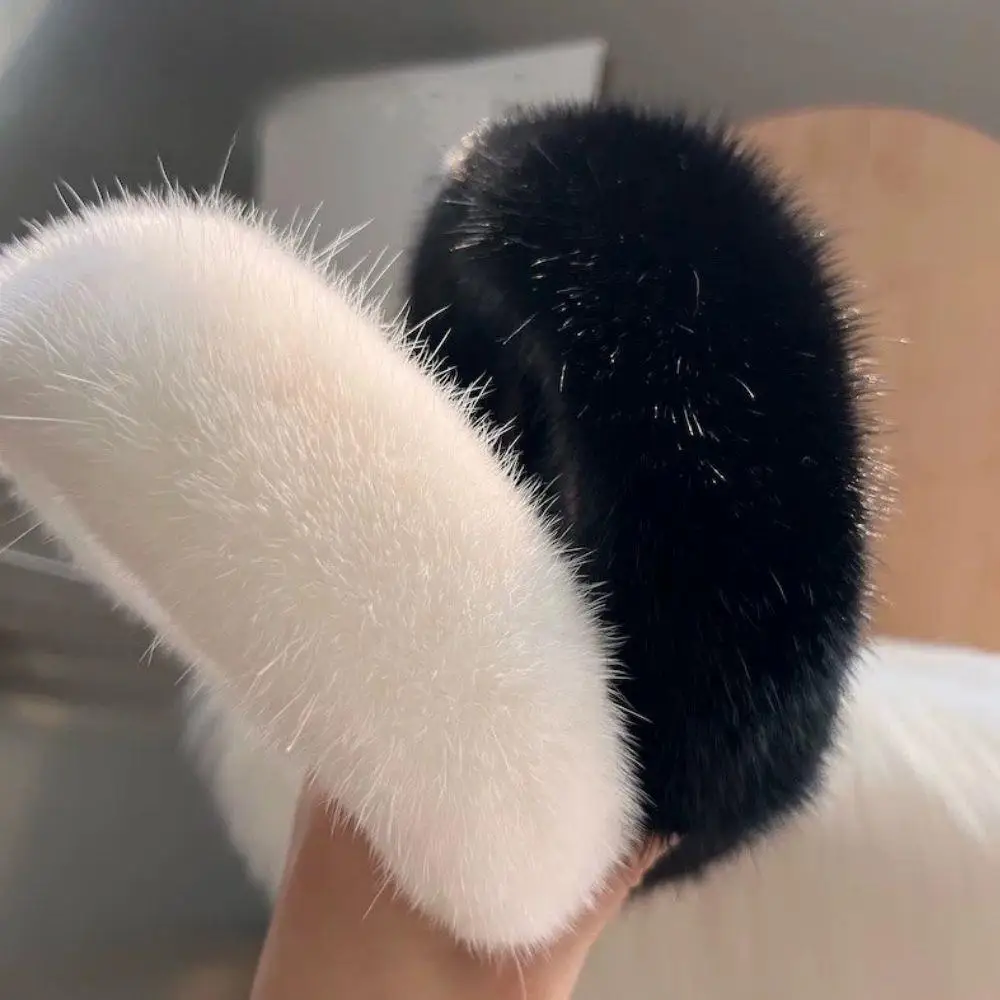2025秋冬ミンクファー無地ヘッドバンド韓国風ふわふわファー - Winter Headband Fleece のレビューと価格