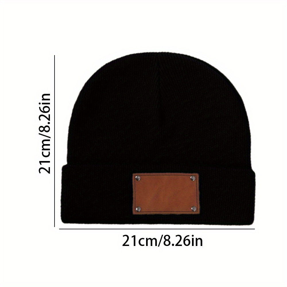 カスタム名入りレザーラベル付きニット帽。柔らかく暖かい、袖付 - Knit Beanie Hat Warm のレビューと価格