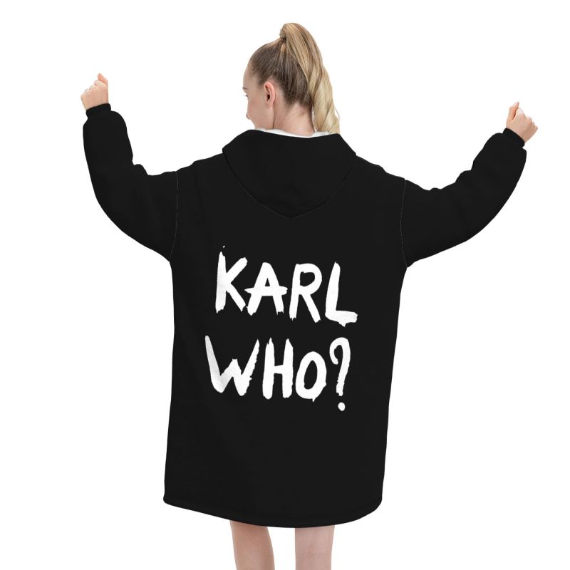 カール・フー スローガン入り ブラック ウェアラブル フーデ - Sherpa Hoodie Fleece のレビューと価格