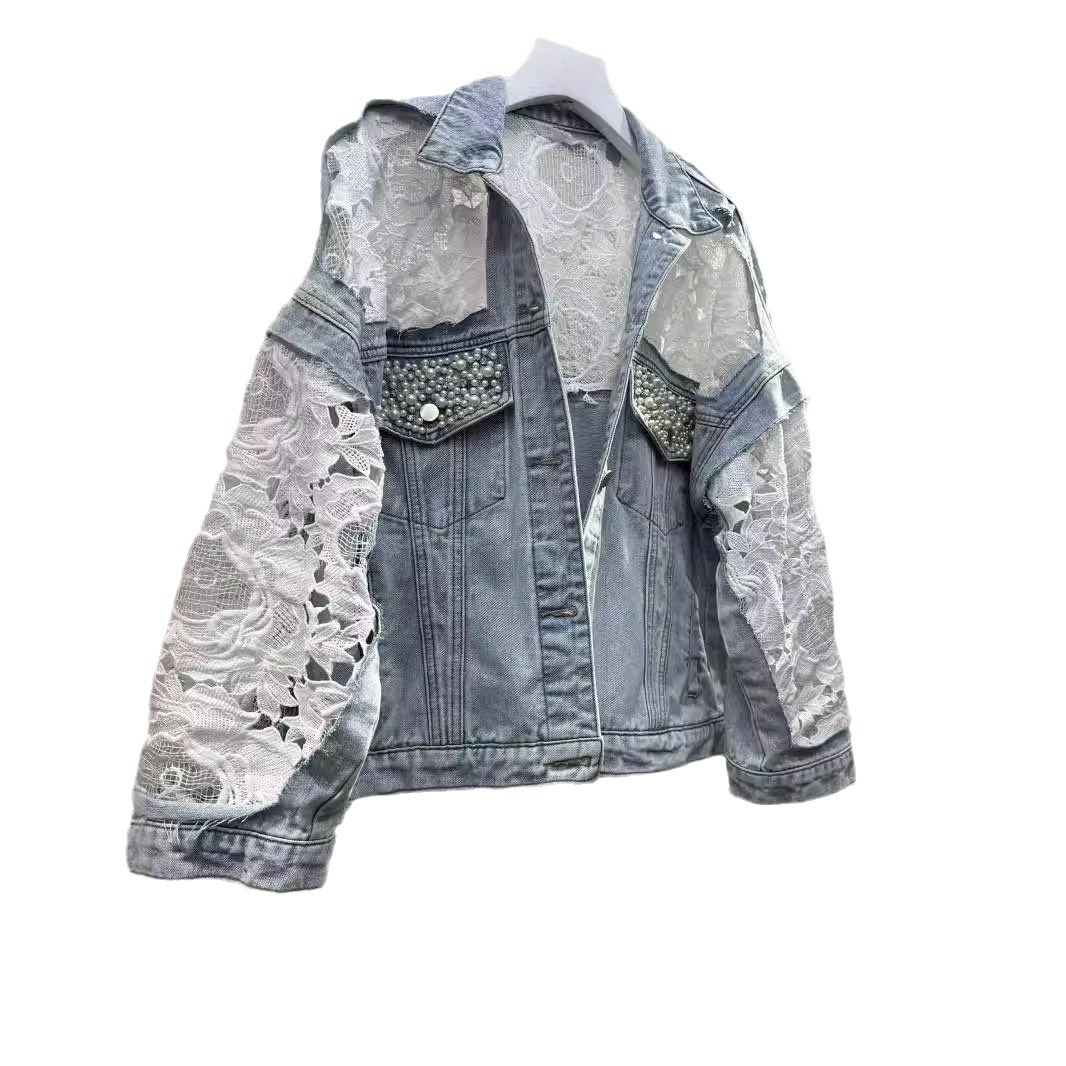 女性のスプライス刺繍ジャケット,襟を折りたたんだ服,真珠,色 - Down Jacket Packable のレビューと価格